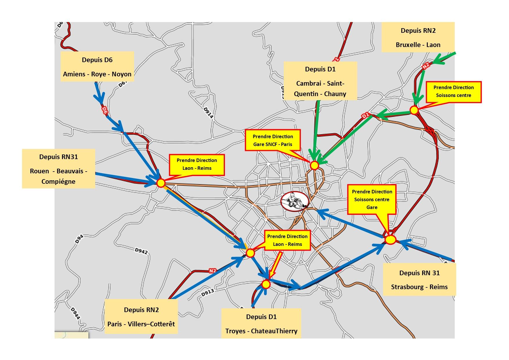 Plan general arrivee sur soissons trophee clovis
